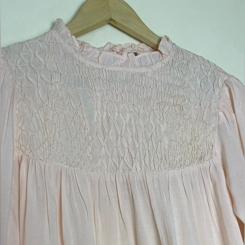 Free People Smocked In Time Top - Light Peach​​​​​​​​